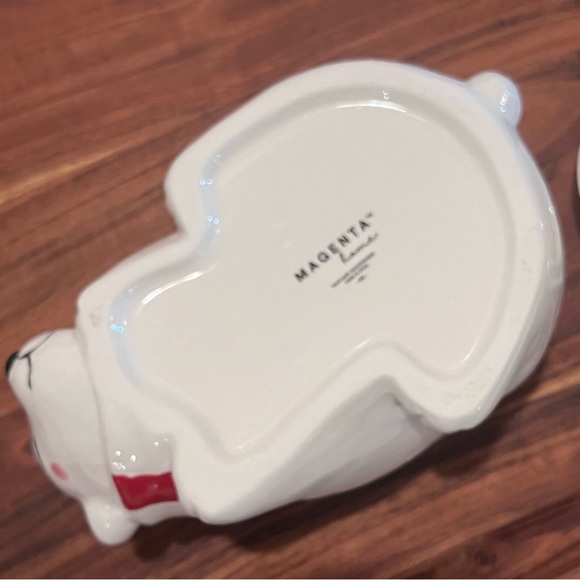 Magenta Ceramic Blushing Polar Bear Canister Jar White/Red - Picture 9 of 14